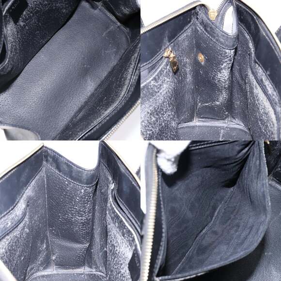 CELINE Macadam Canvas Hand Bag Pvc Leather Black Gold - Picture 12 of 13